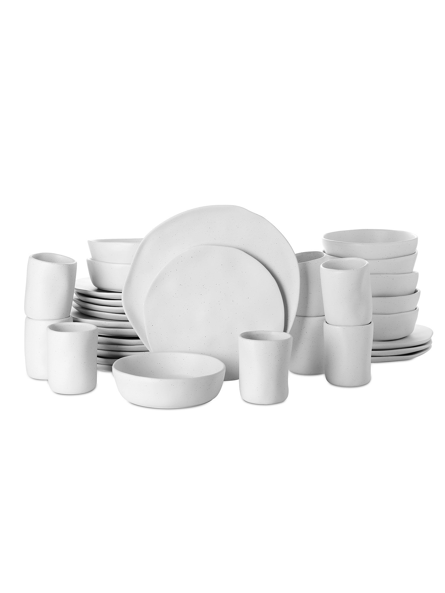  Stone + Lain Hekonda Debossed 32-Piece Dinnerware Set Stoneware - White Speckled - Bonton