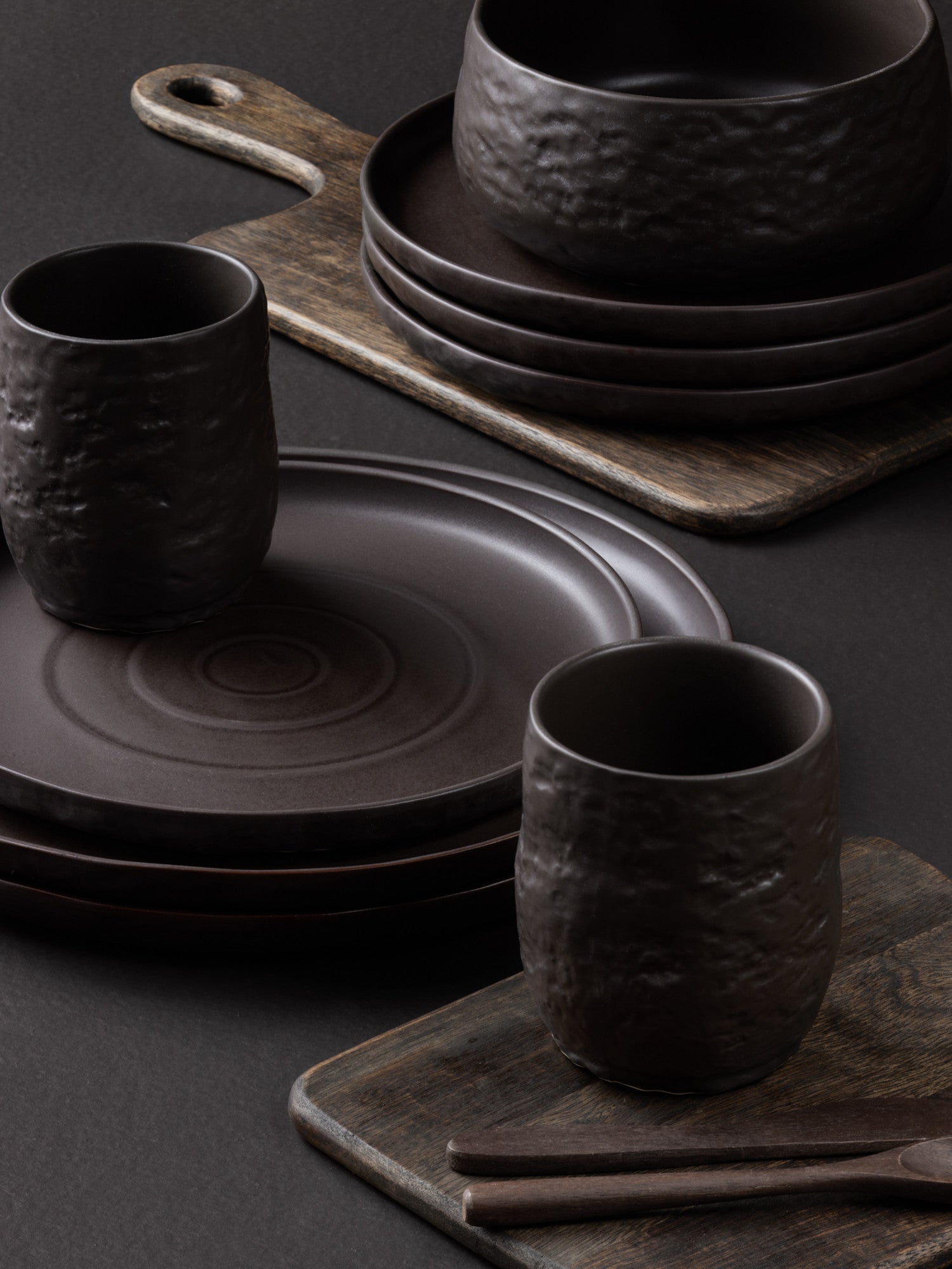  Stone + Lain Shosai 16-Piece Dinnerware Set Stoneware - Grey - Bonton