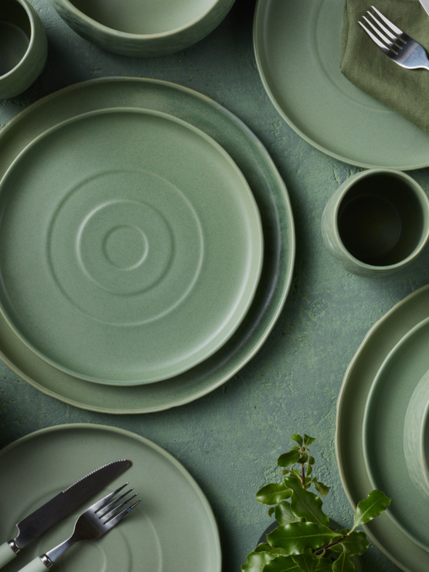  Stone + Lain Shosai 16-Piece Dinnerware Set Stoneware - Sage - Bonton