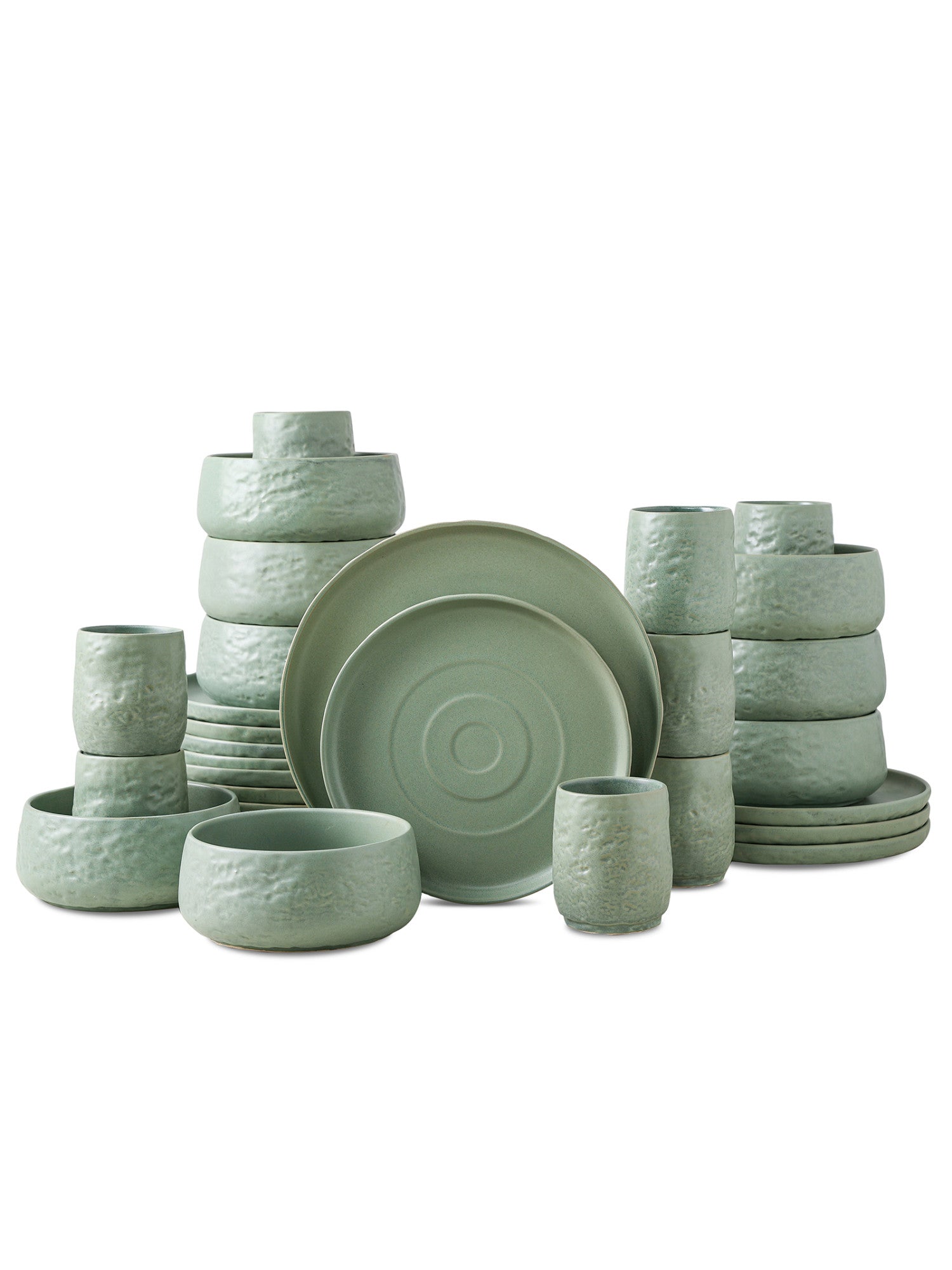  Stone + Lain Shosai 32-Piece Dinnerware Set Stoneware - Sage - Bonton