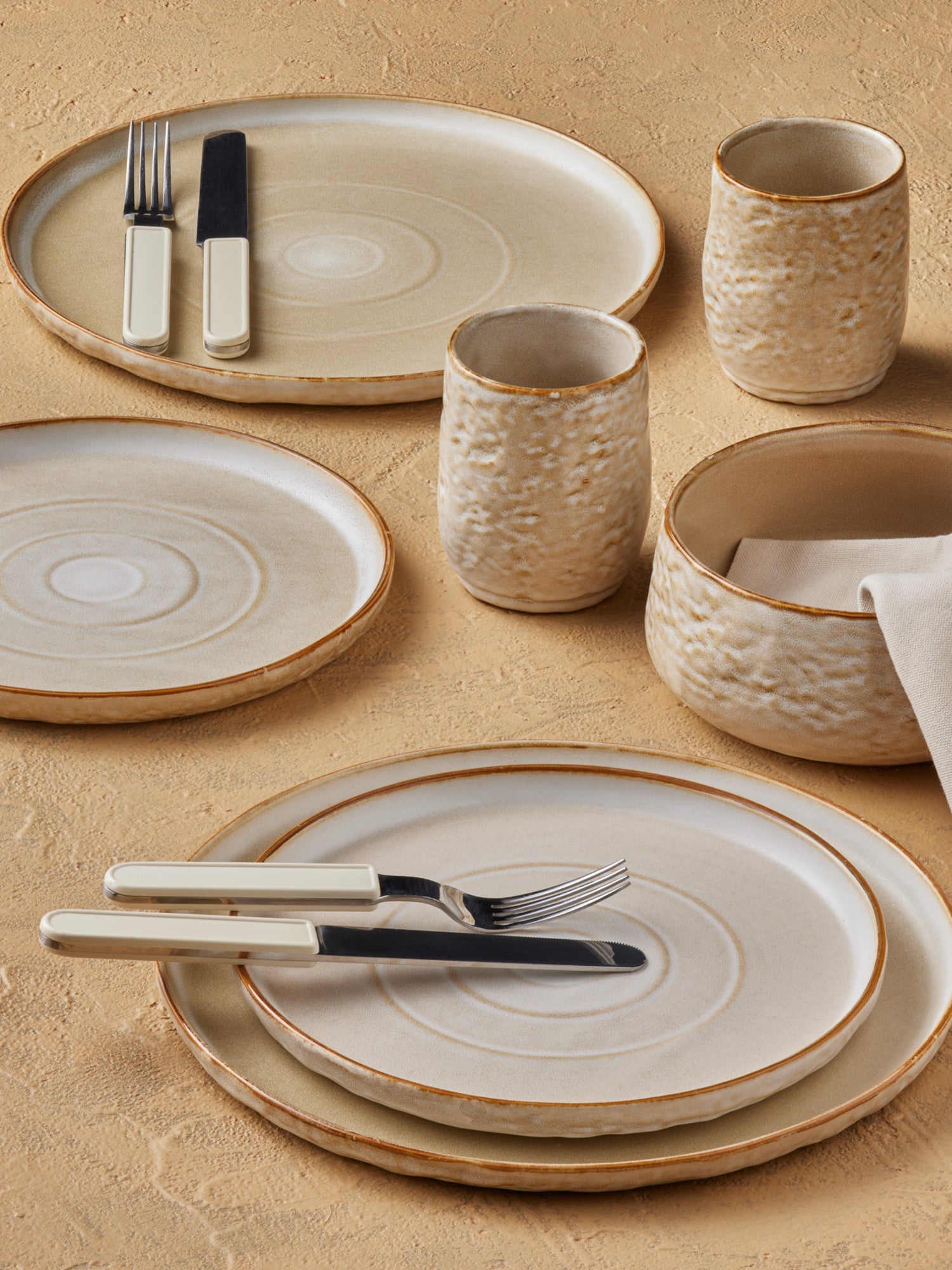  Stone + Lain Shosai 16-Piece Dinnerware Set Stoneware - Sand - Bonton