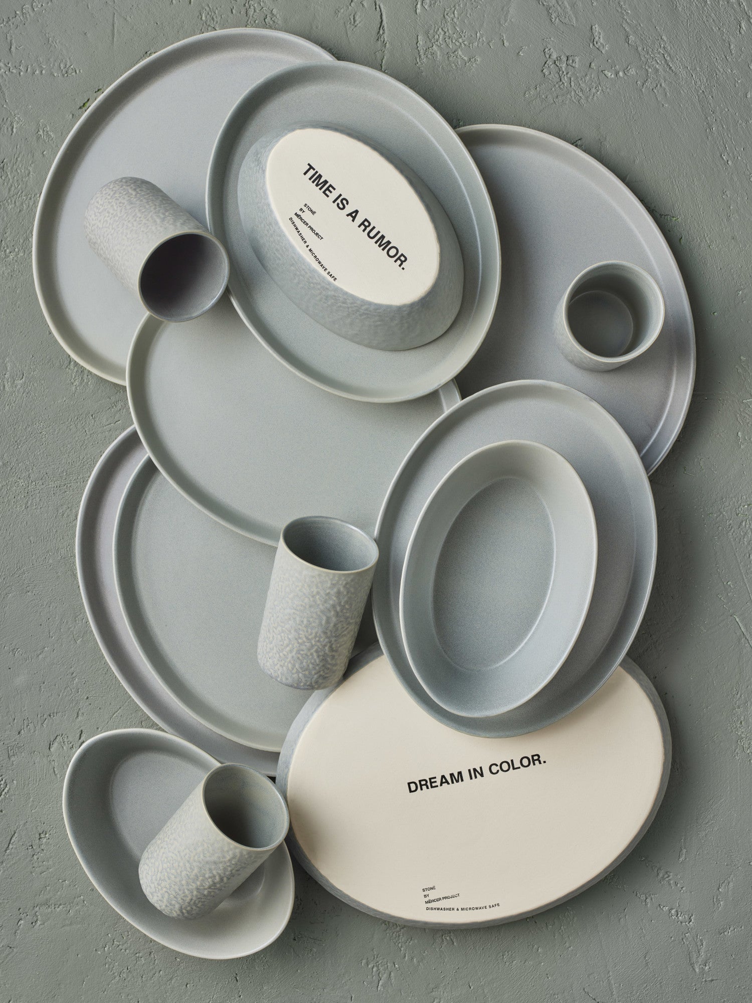  Stone + Lain Katachi 16-Piece Dinnerware Set Stoneware - Grey - Bonton