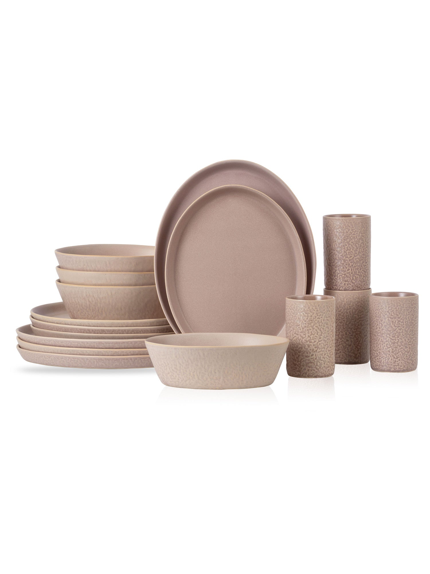  Stone + Lain Katachi 16-Piece Dinnerware Set Stoneware - Nude - Bonton