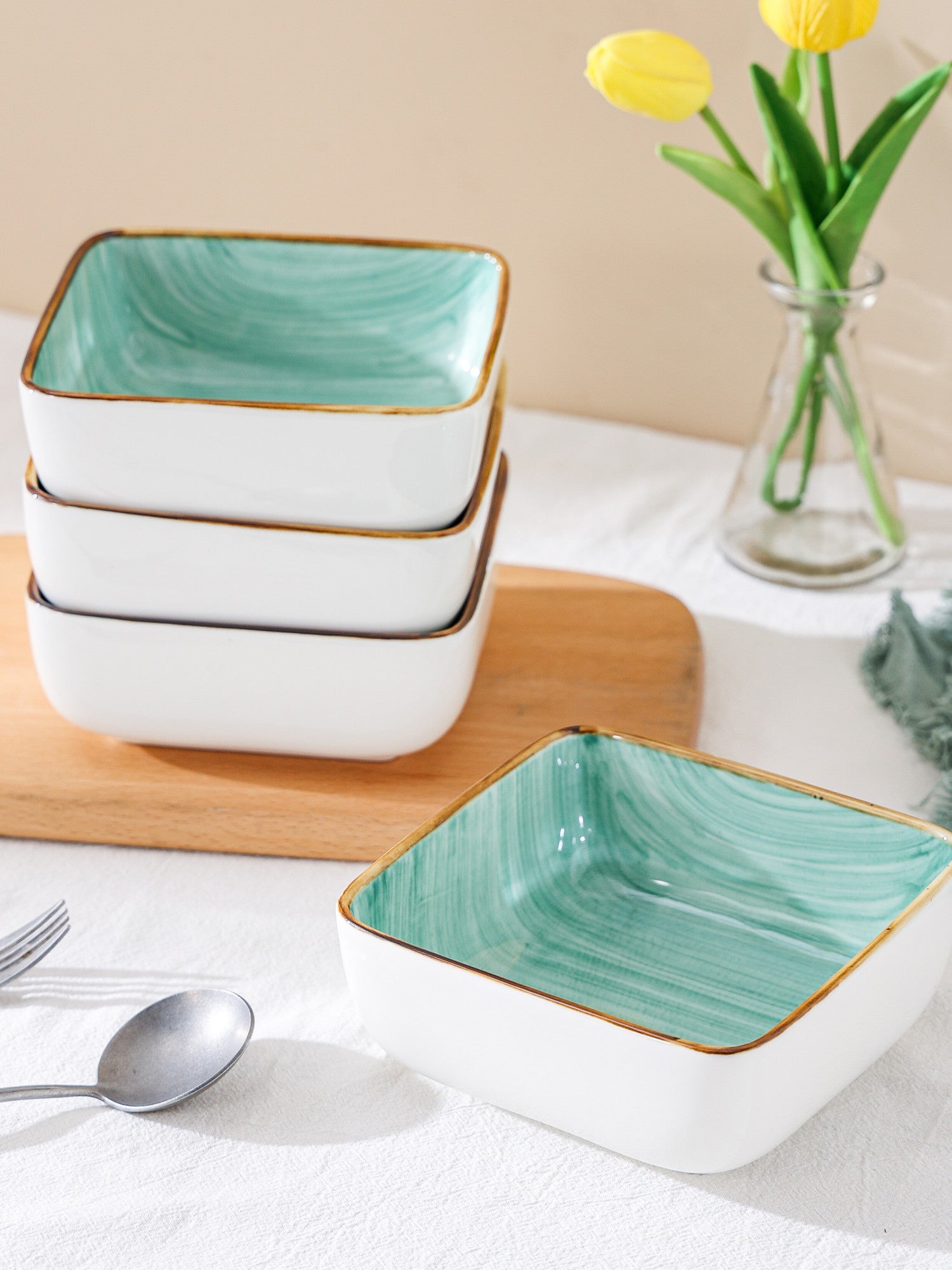  Stone + Lain Esmeralda 16-Piece Dinnerware Set Porcelain - Light Green - Bonton