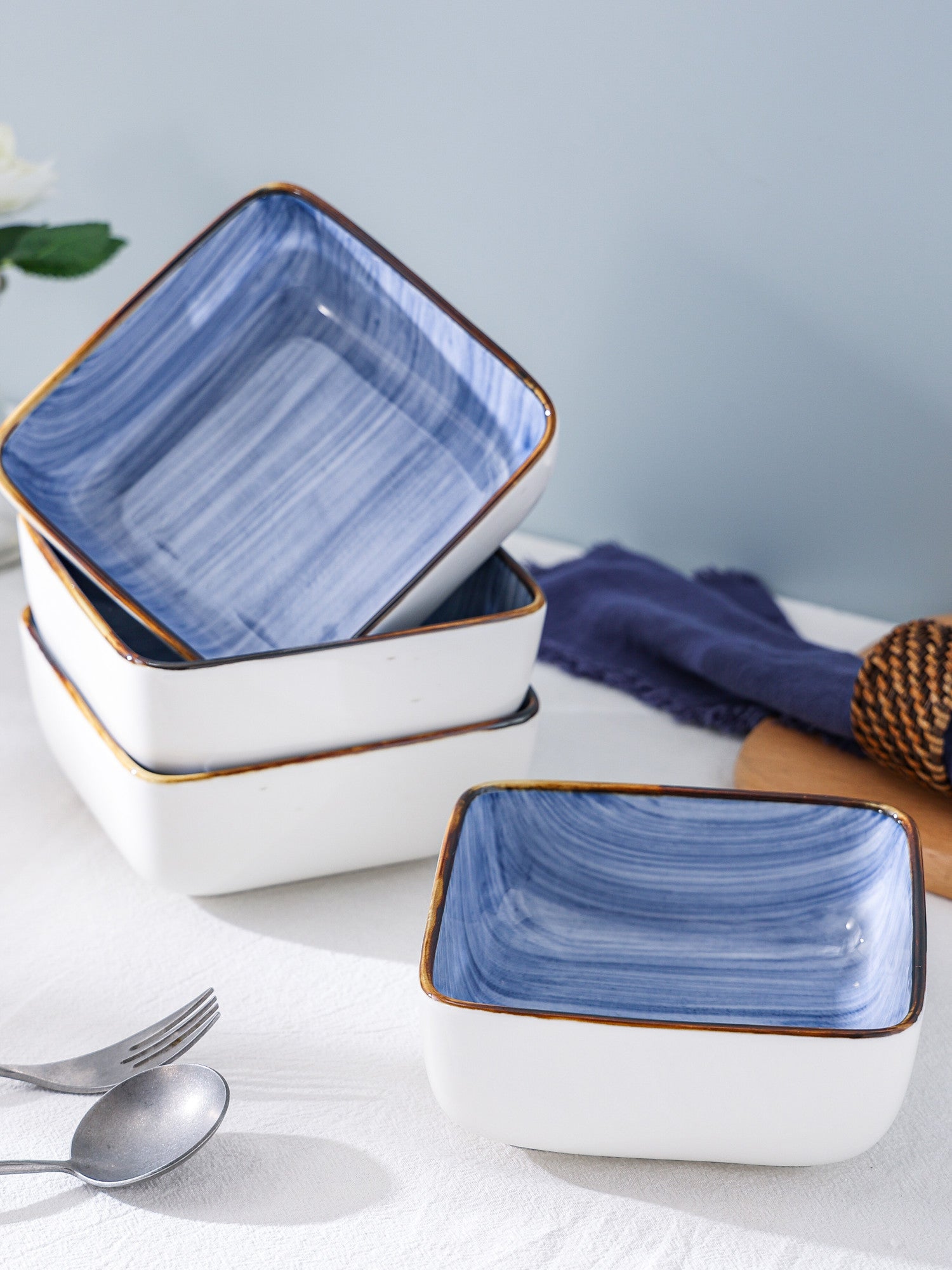  Stone + Lain Esmeralda 16-Piece Dinnerware Set Porcelain - Blue - Bonton