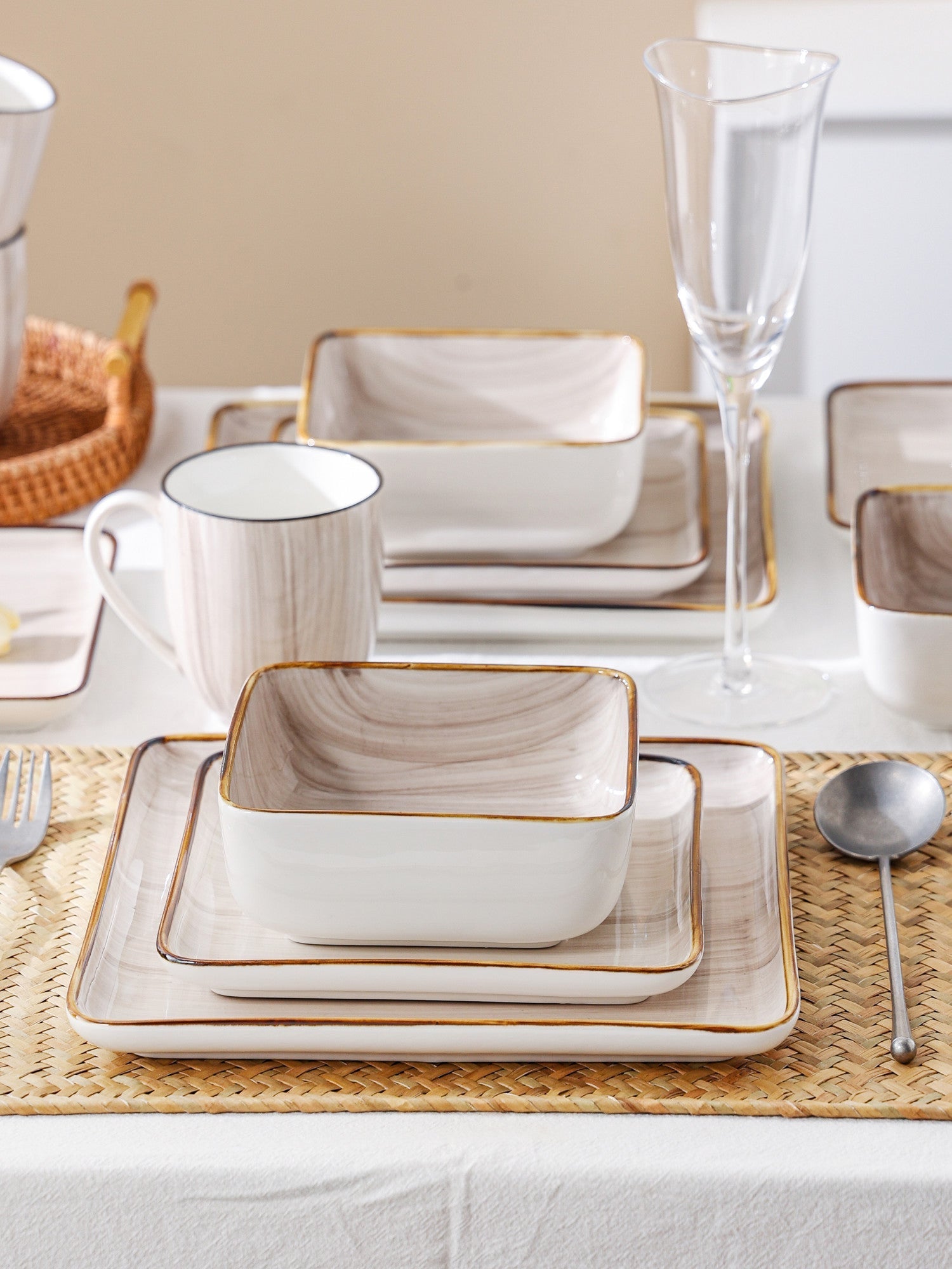  Stone + Lain Esmeralda 16-Piece Dinnerware Set Porcelain - Blue - Bonton