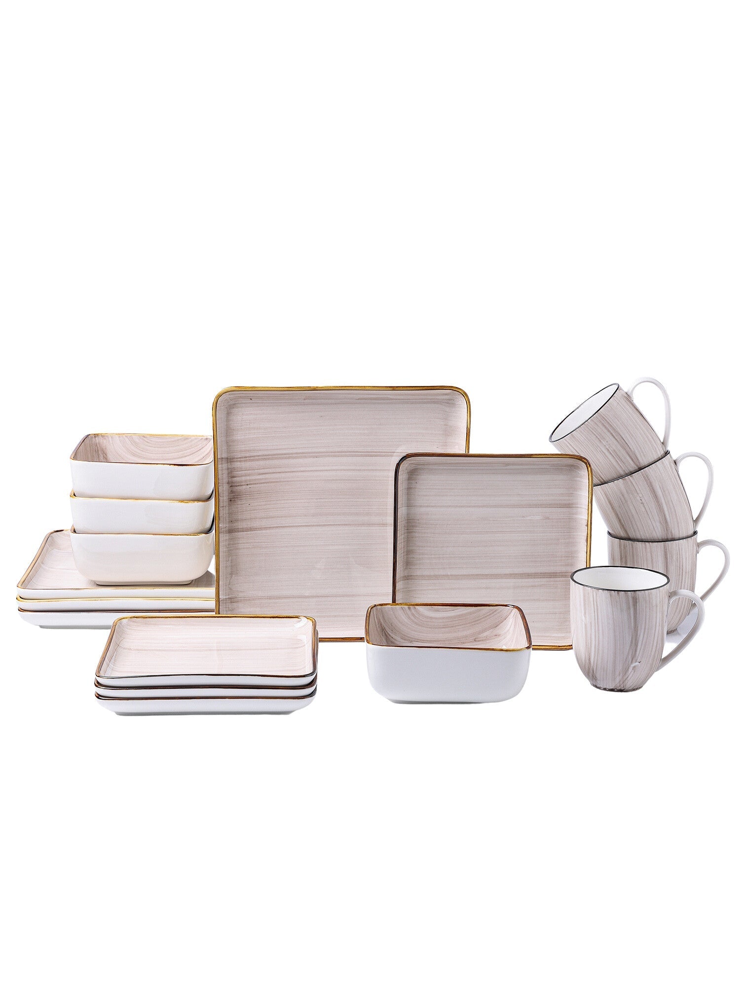  Stone + Lain Esmeralda 32-Piece Dinnerware Set Porcelain - Gray - Bonton