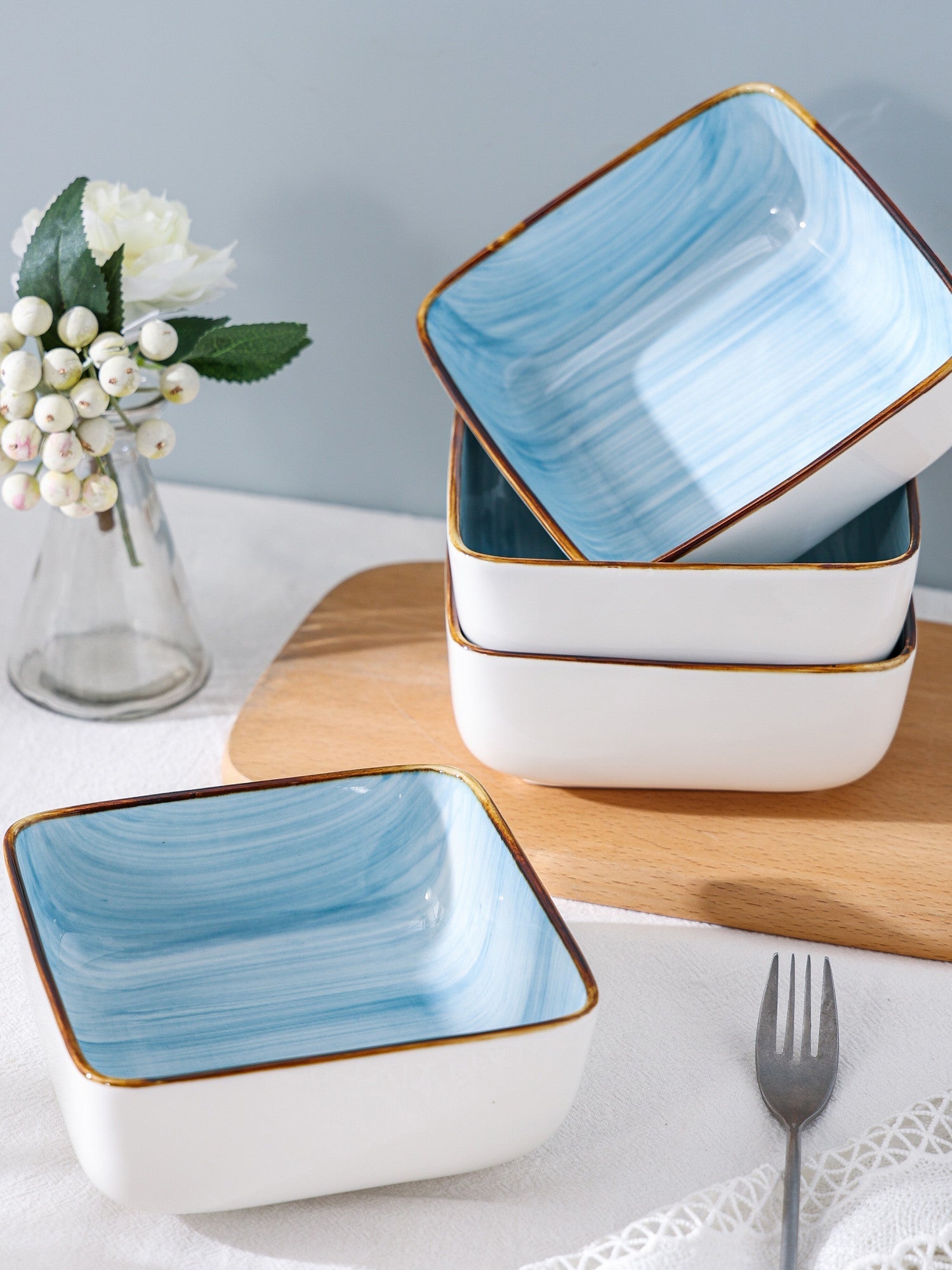  Stone + Lain Esmeralda 16-Piece Dinnerware Set Porcelain - Light Blue - Bonton