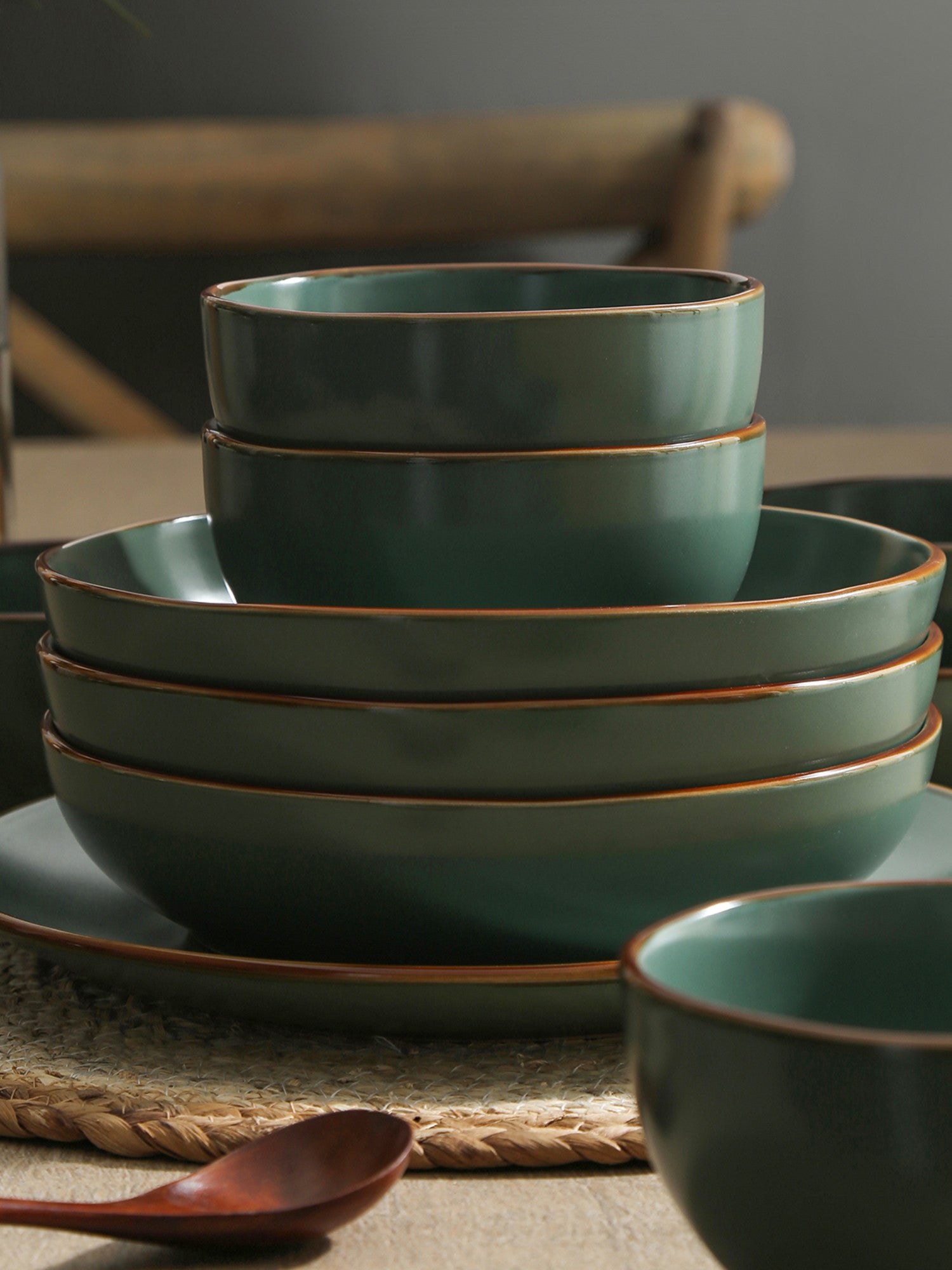  Stone + Lain Brasa 16-Piece Dinnerware Set Stoneware - Light Green - Bonton