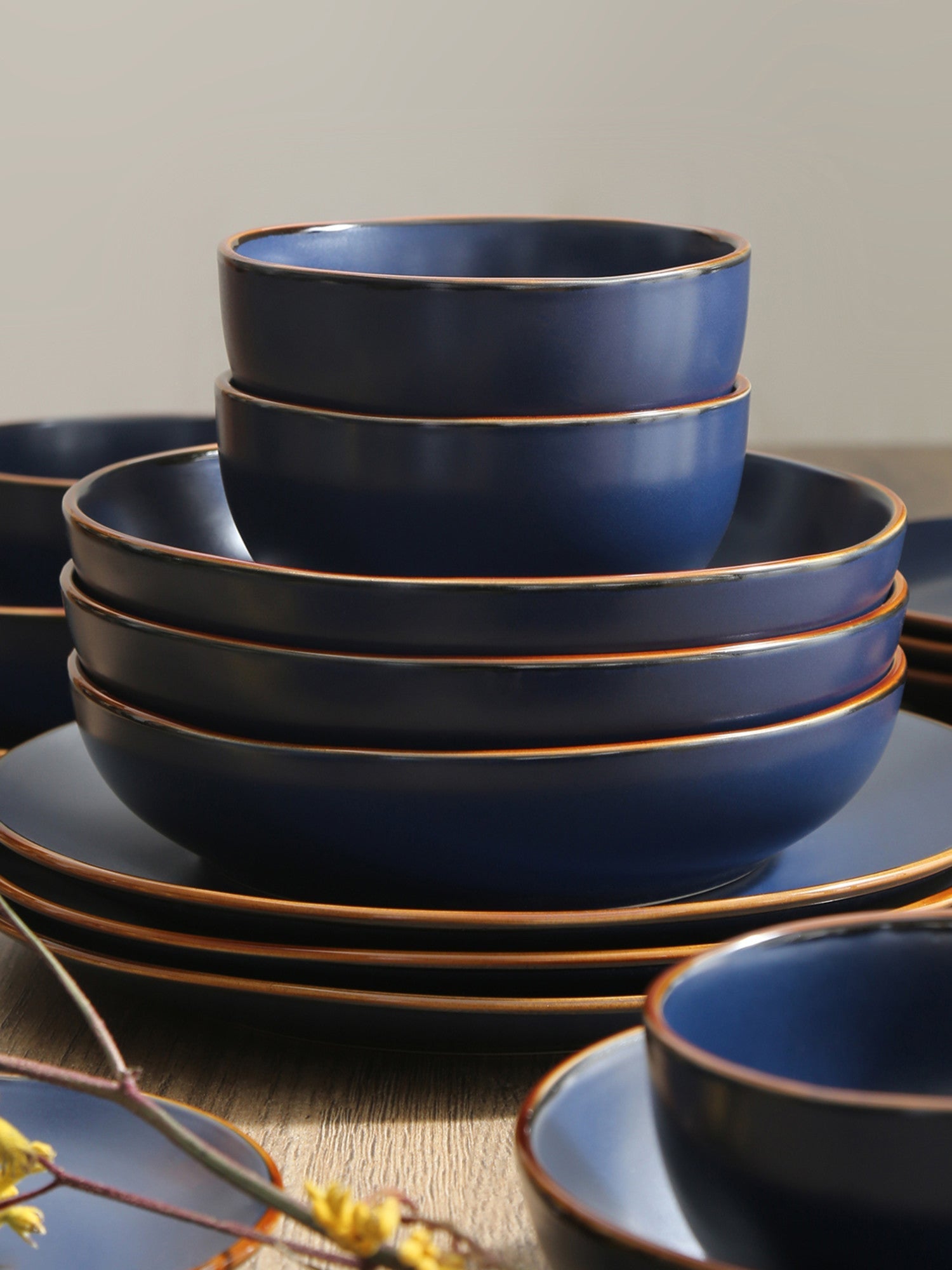  Stone + Lain Brasa 16-Piece Dinnerware Set Stoneware - Blue - Bonton