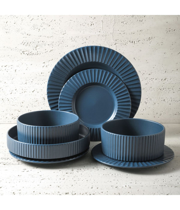 Lusso 32-Piece Dinnerware Set Stoneware Ash Blue