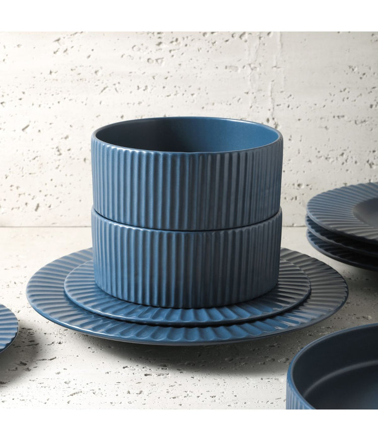Lusso 32-Piece Dinnerware Set Stoneware Ash Blue