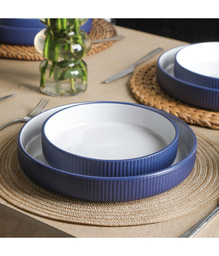 Larosso 12-Piece Dinnerware Set Stoneware Dark Blue