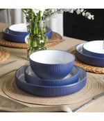 Larosso 24-Piece Dinnerware Set Stoneware Dark Blue