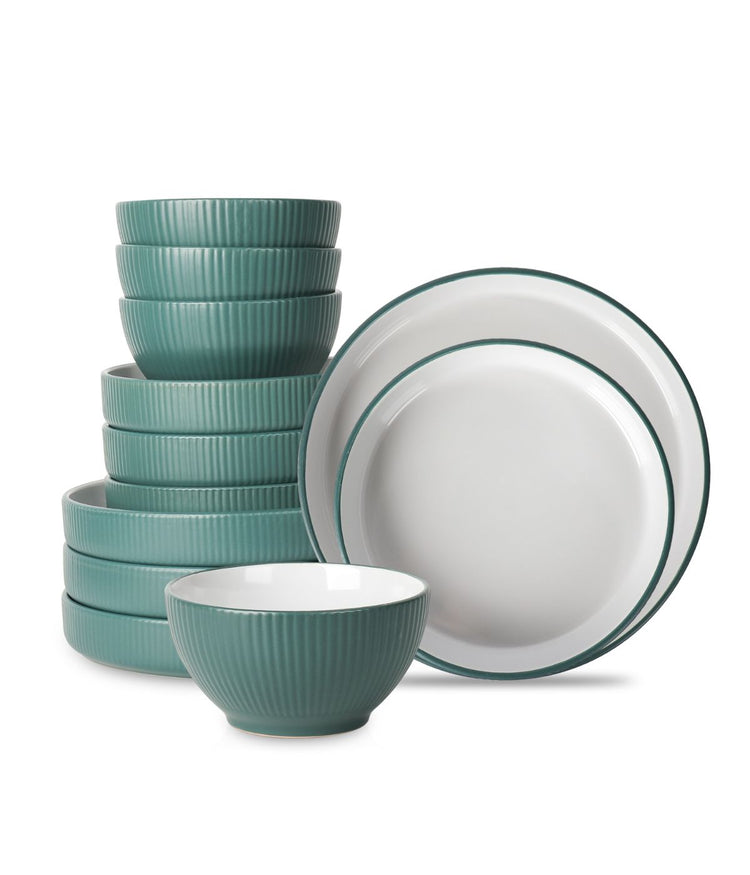 Larosso 12-Piece Dinnerware Set Stoneware Green