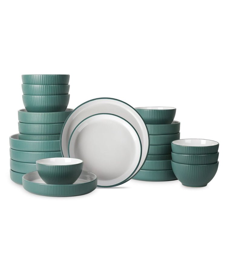 Larosso 24-Piece Dinnerware Set Stoneware Green