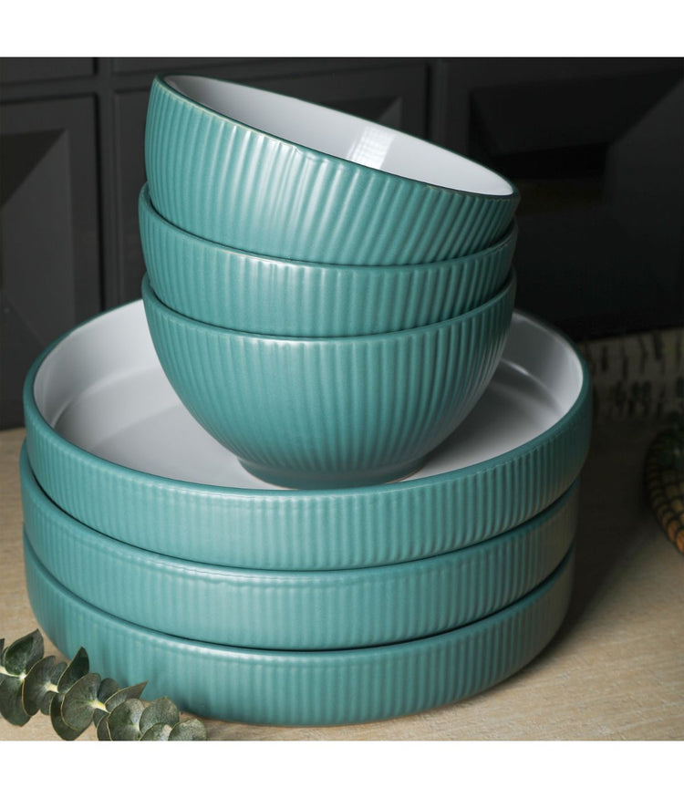 Larosso 24-Piece Dinnerware Set Stoneware Green