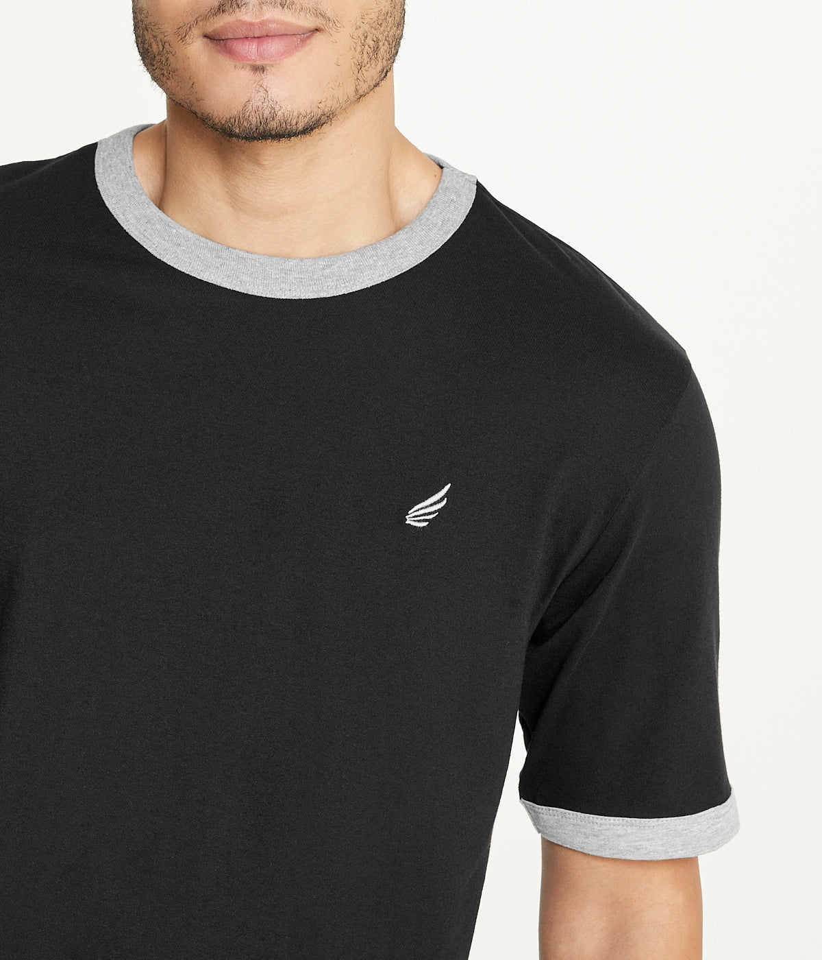  Brooklyn Laundry Brooklyn Laundry Men's Contrast Color Embroidery Ringer Tee - Black/Grey - Bonton