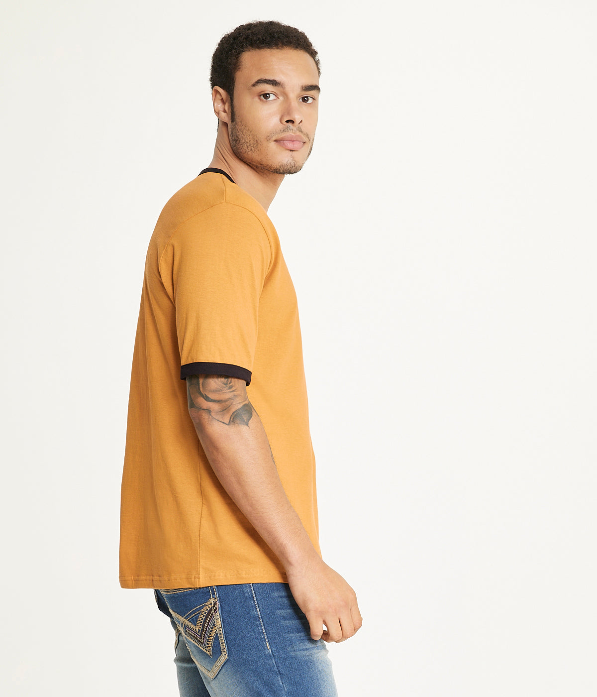  Brooklyn Laundry Brooklyn Laundry Men's Contrast Color Embroidery Ringer Tee - Timber/Black - Bonton
