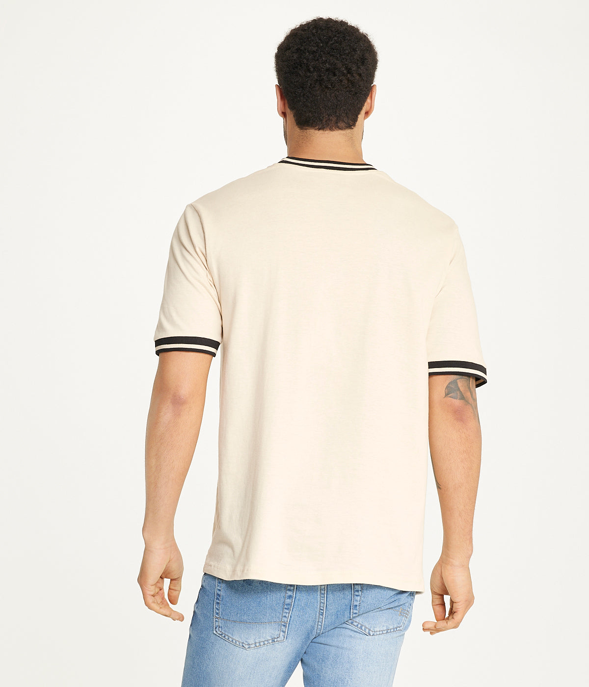  Brooklyn Laundry Brooklyn Laundry Men's Contrast Color Embroidery Ringer Tee Shirt - Sand - Bonton