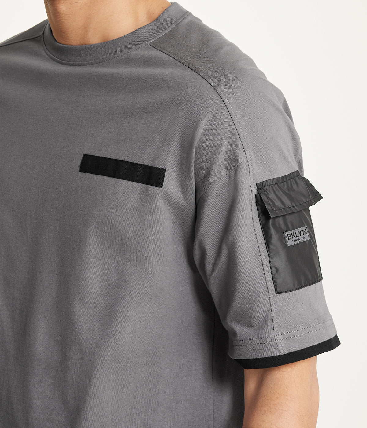  Brooklyn Laundry Brooklyn Laundry Mens Drop Shoulder Core Nylon Pocket Tee - Charcoal - Bonton