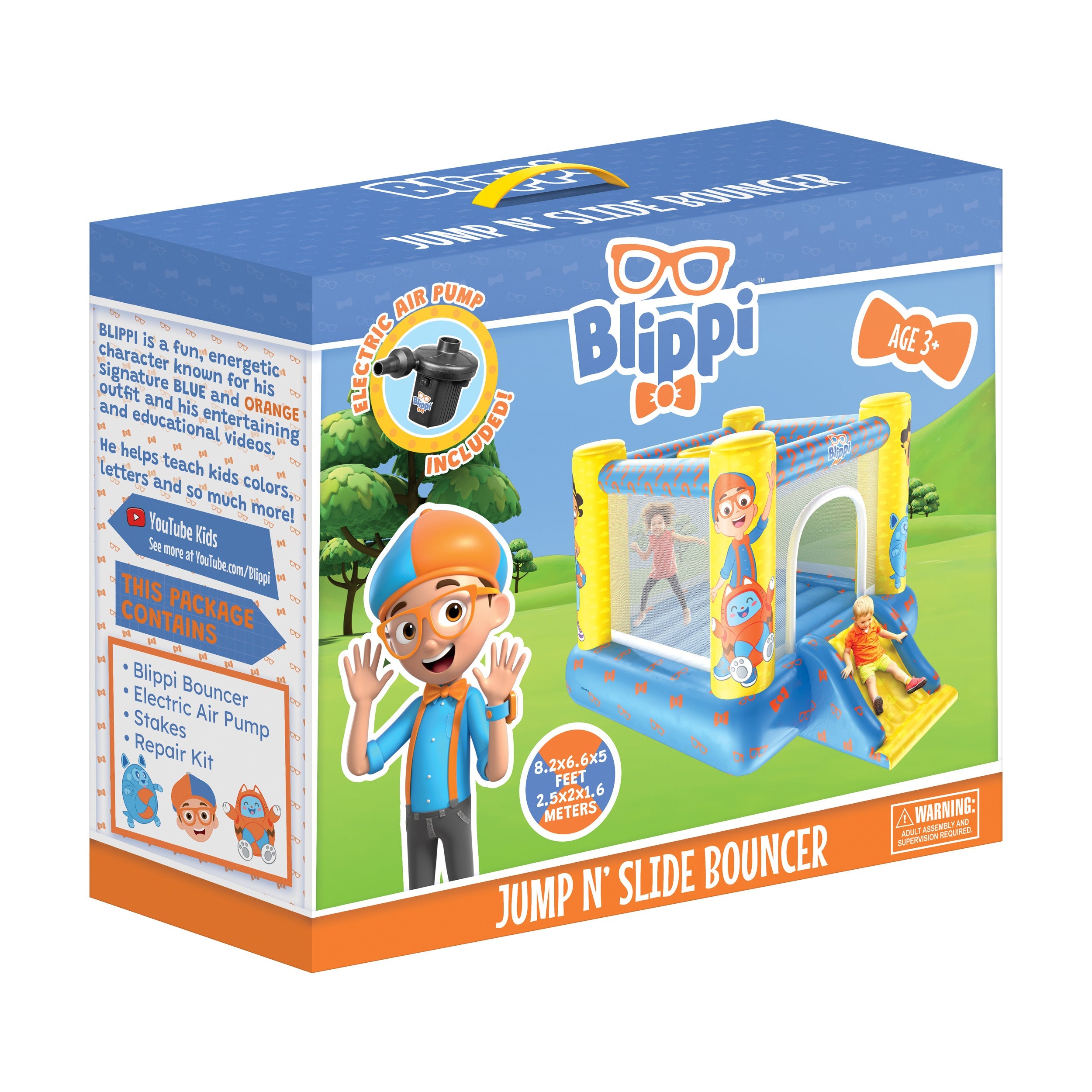  HobbyTron Blippi Jump N' Slide Bouncer (Includes Electric Air Pump) - Default Title - Bonton