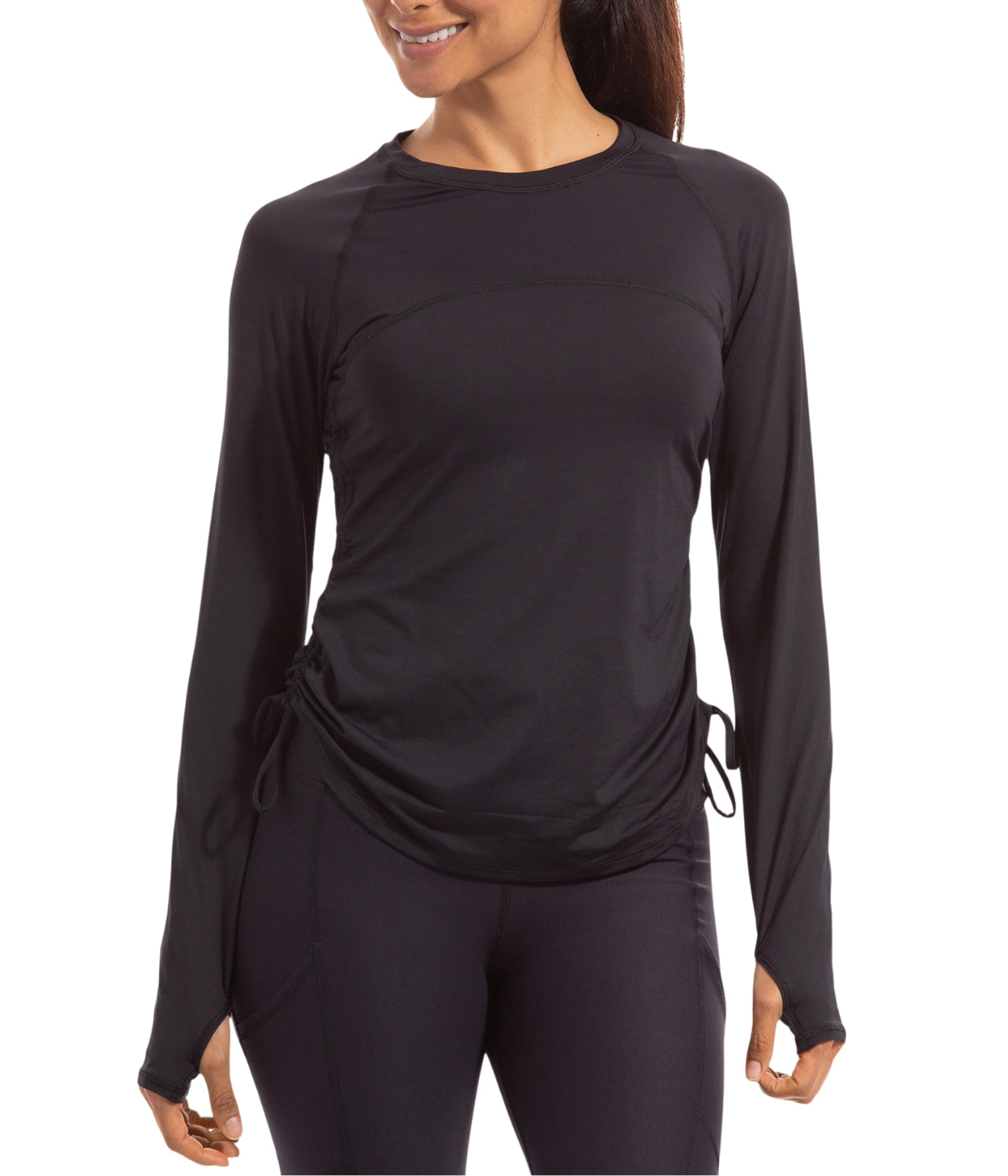  BloqUV BloqUV Women's UPF 50+ Sun Protection Drawstring Crew Top - Black - Bonton