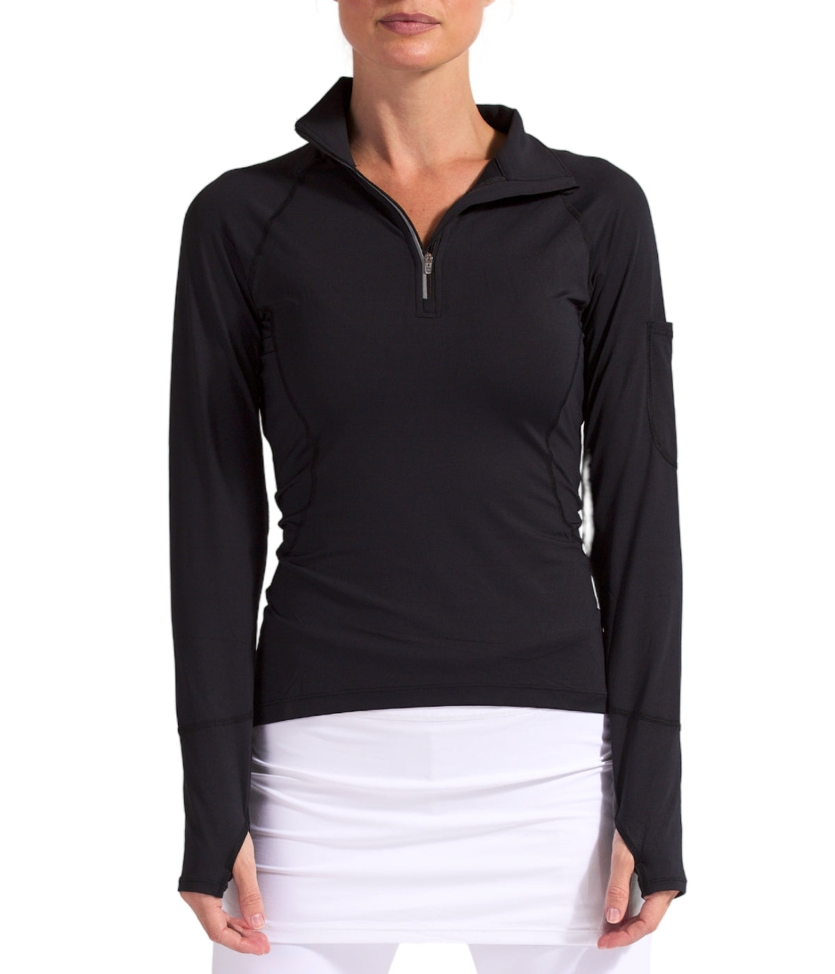  BloqUV BloqUV Women's UPF 50+ Sun Protection Mock Neck Quarter Zip Top - Black - Bonton