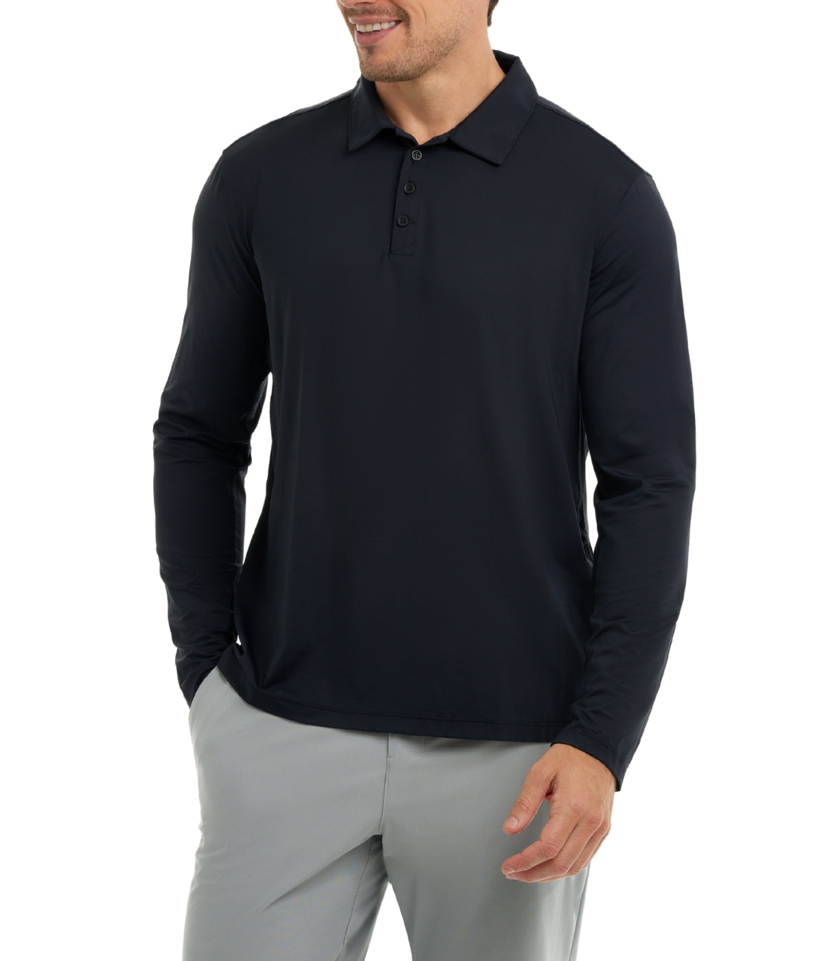  BloqUV BloqUV Men's UPF 50+ Sun Protection Collared Long Sleeve Polo - Black - Bonton