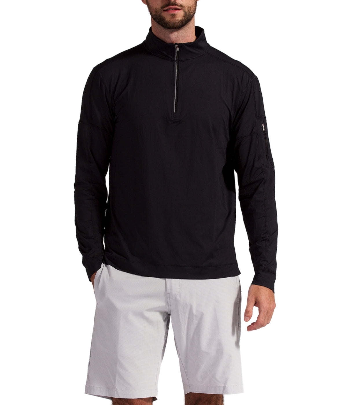  BloqUV BloqUV Men's UPF 50+ Sun Protection Long Sleeve Mock Zip Top - Black - Bonton