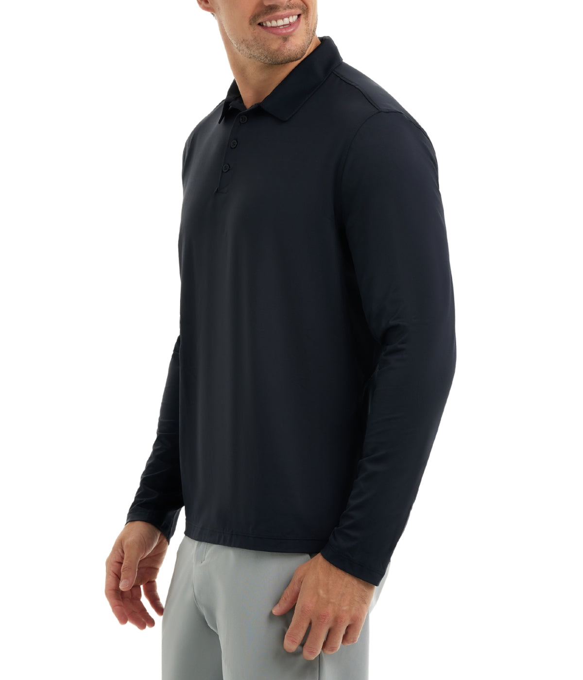  BloqUV BloqUV Men's UPF 50+ Sun Protection Collared Long Sleeve Polo - Black - Bonton