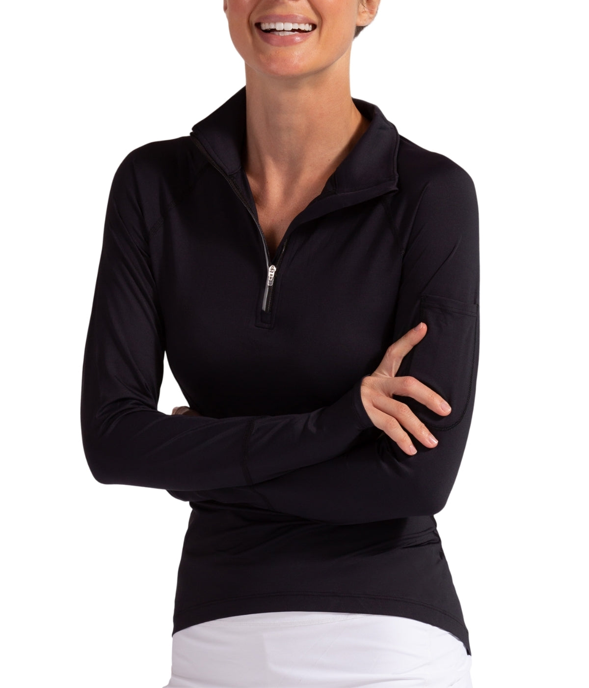  BloqUV BloqUV Women's UPF 50+ Sun Protection Mock Neck Quarter Zip Top - Black - Bonton