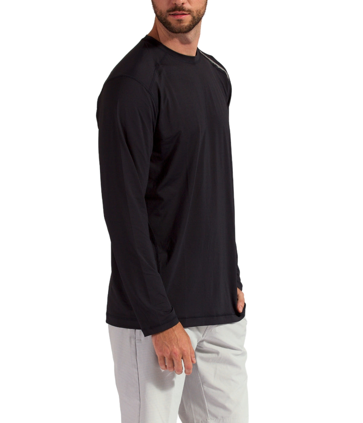  BloqUV BloqUV Men's UPF 50+ Sun Protection Long Sleeve Jet Tee Top - Black - Bonton