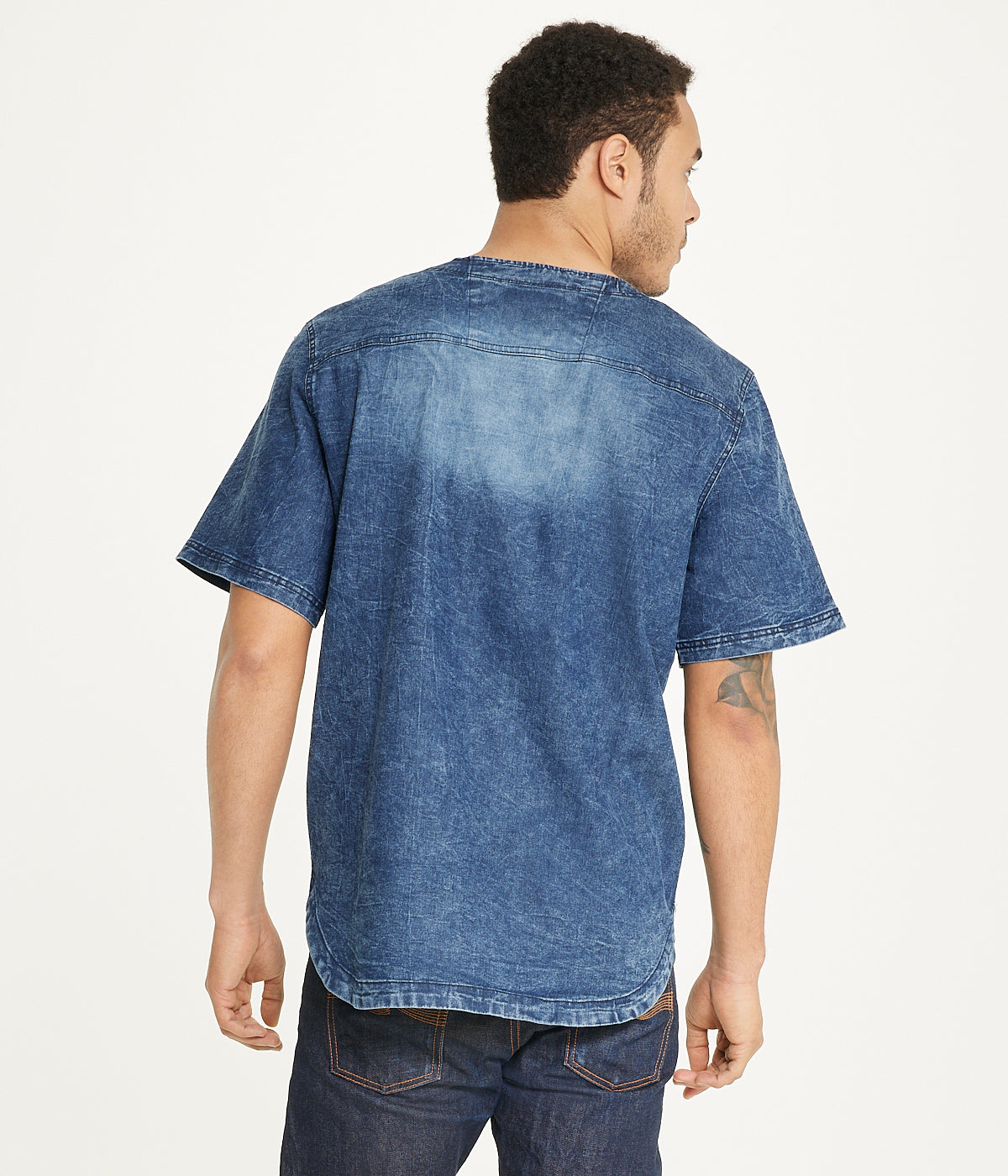  Brooklyn Laundry Brooklyn Laundry Men's Baseball Denim Shirt - Rinse Denim - Bonton