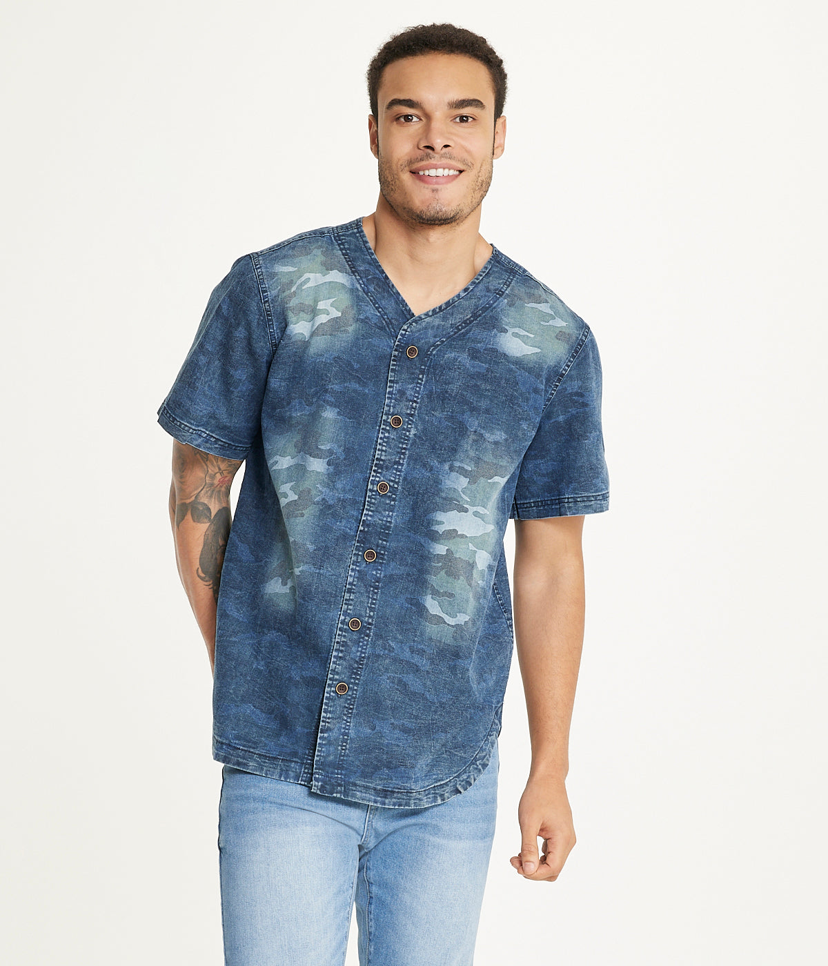  Brooklyn Laundry Brooklyn Laundry Men's Baseball Denim Shirt 2 - Navy - Bonton