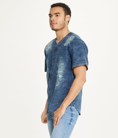 Brooklyn Laundry Men's Baseball Denim Shirt Navy