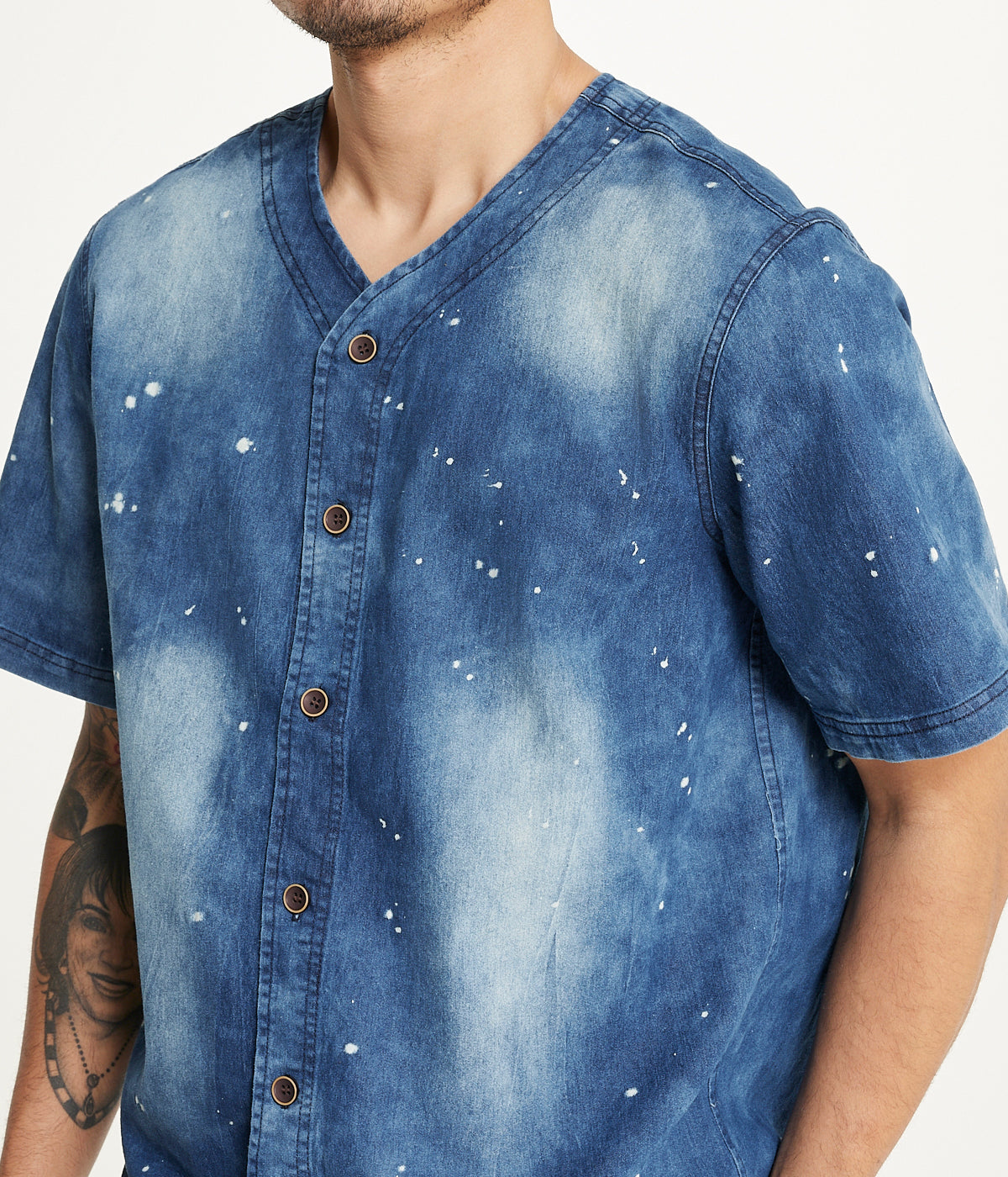  Brooklyn Laundry Brooklyn Laundry Men's Baseball Denim Shirt 2 - Denim Bleach - Bonton