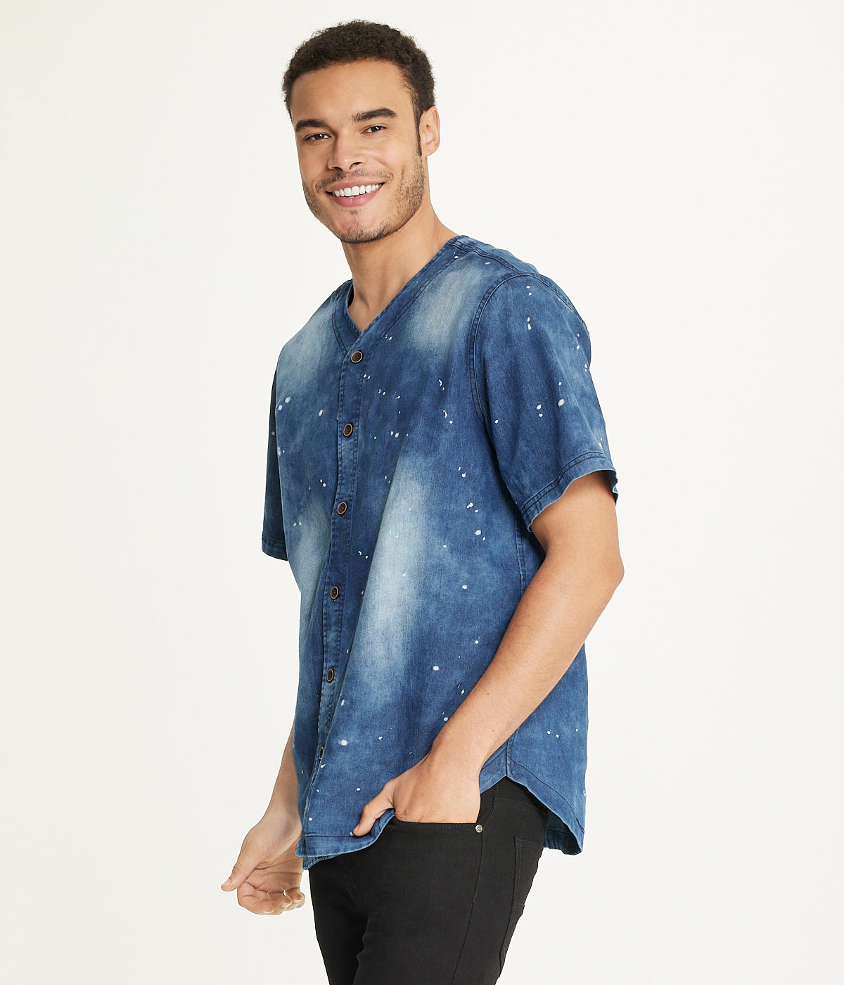  Brooklyn Laundry Brooklyn Laundry Men's Baseball Denim Shirt 2 - Denim Bleach - Bonton