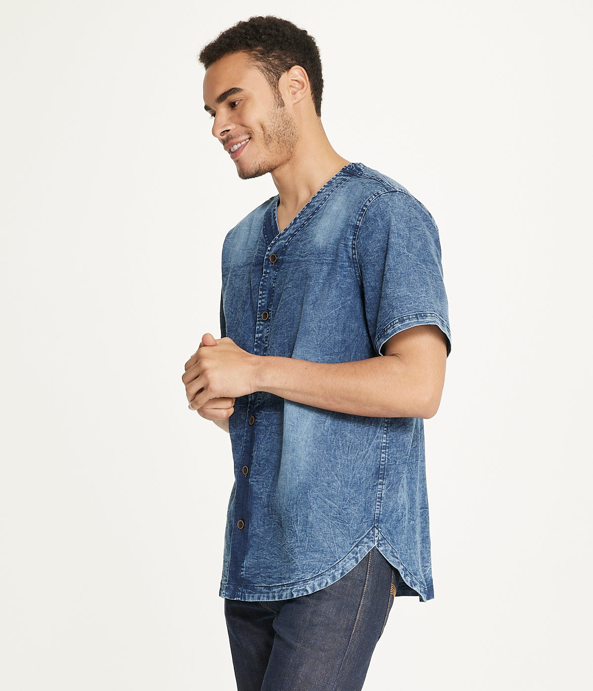  Brooklyn Laundry Brooklyn Laundry Men's Baseball Denim Shirt 2 - Rinse Denim - Bonton