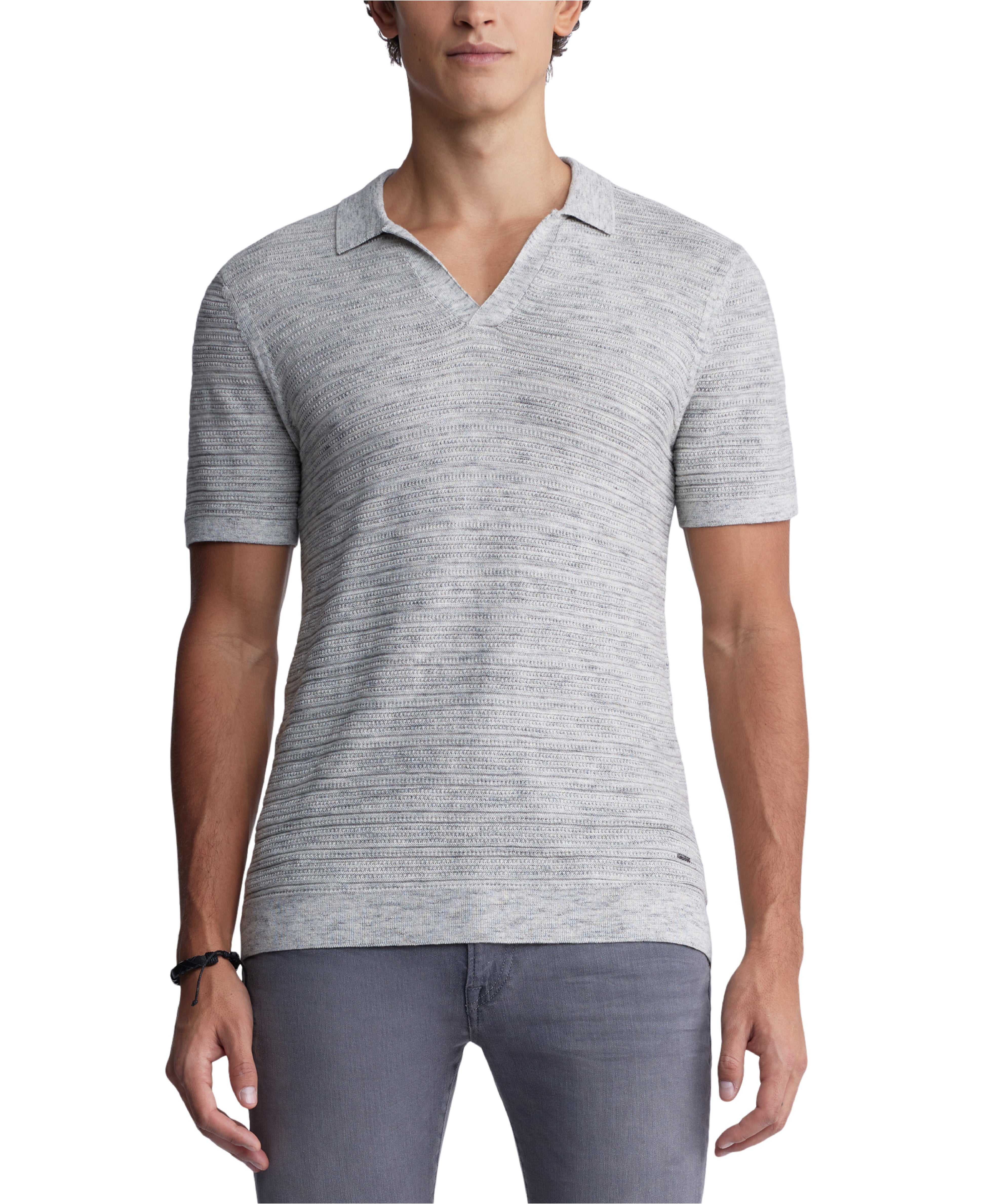  Buffalo David Bitton Woopy Men's Short Sleeve Polo - Heather Grey - Bonton