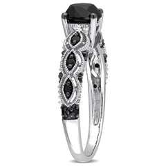 1 1/4 CT TW Black Diamond 10k White Gold Black Rhodium Plated Ring