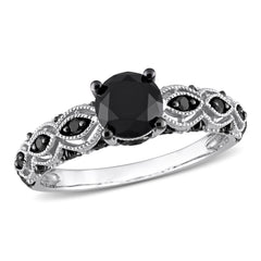 1 1/4 CT TW Black Diamond 10k White Gold Black Rhodium Plated Ring