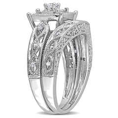 1/5 CT TW Diamond in Sterling Silver Bridal Ring Set