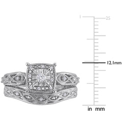 1/5 CT TW Diamond in Sterling Silver Bridal Ring Set