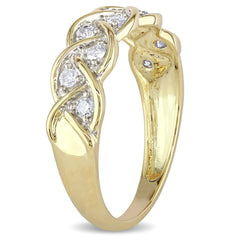 1/4 CT TW Diamond Braided 10k Yellow Gold Anniversary Band