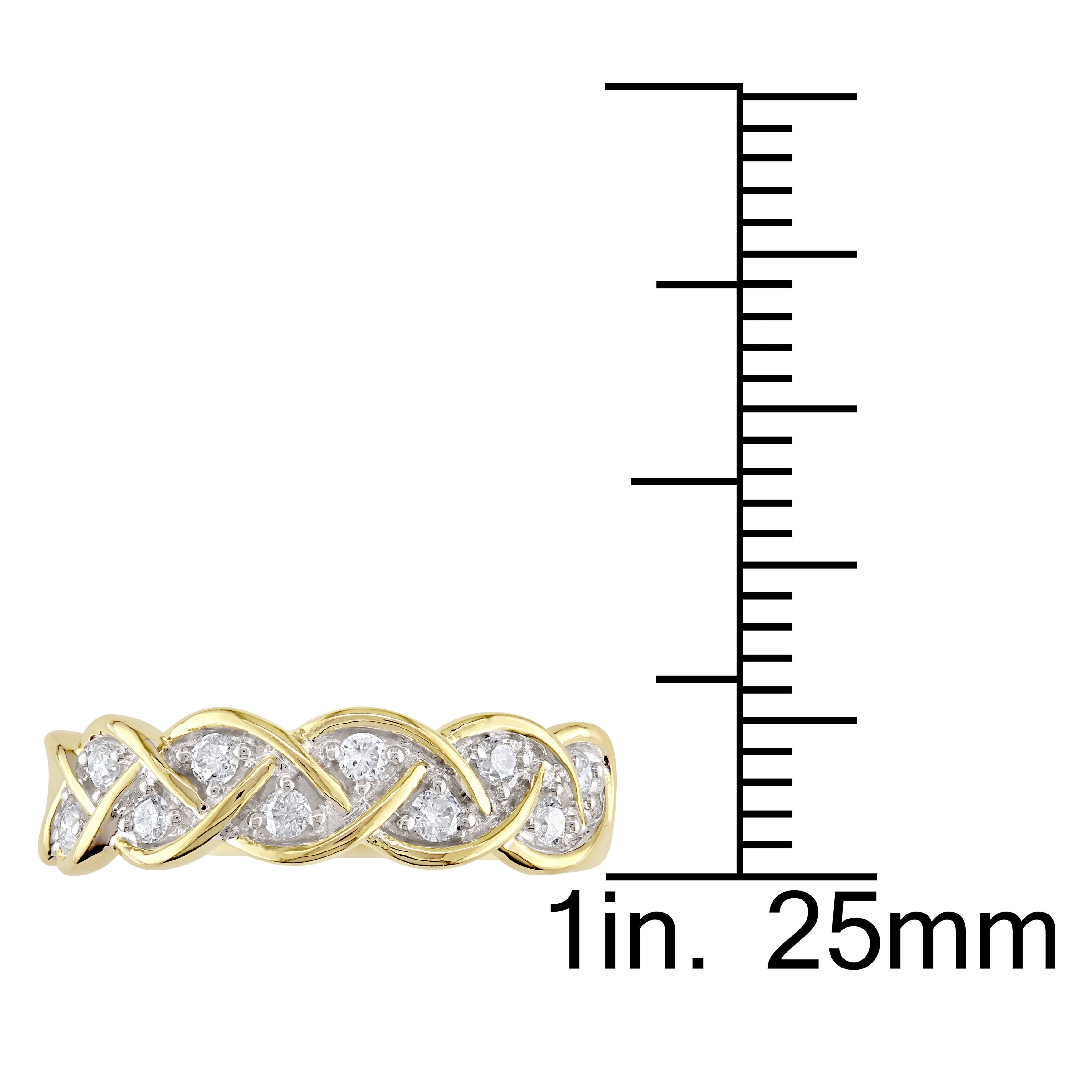  Studio Works 1/4 CT TW Diamond Braided 10k Yellow Gold Anniversary Band - White/Yellow - Bonton