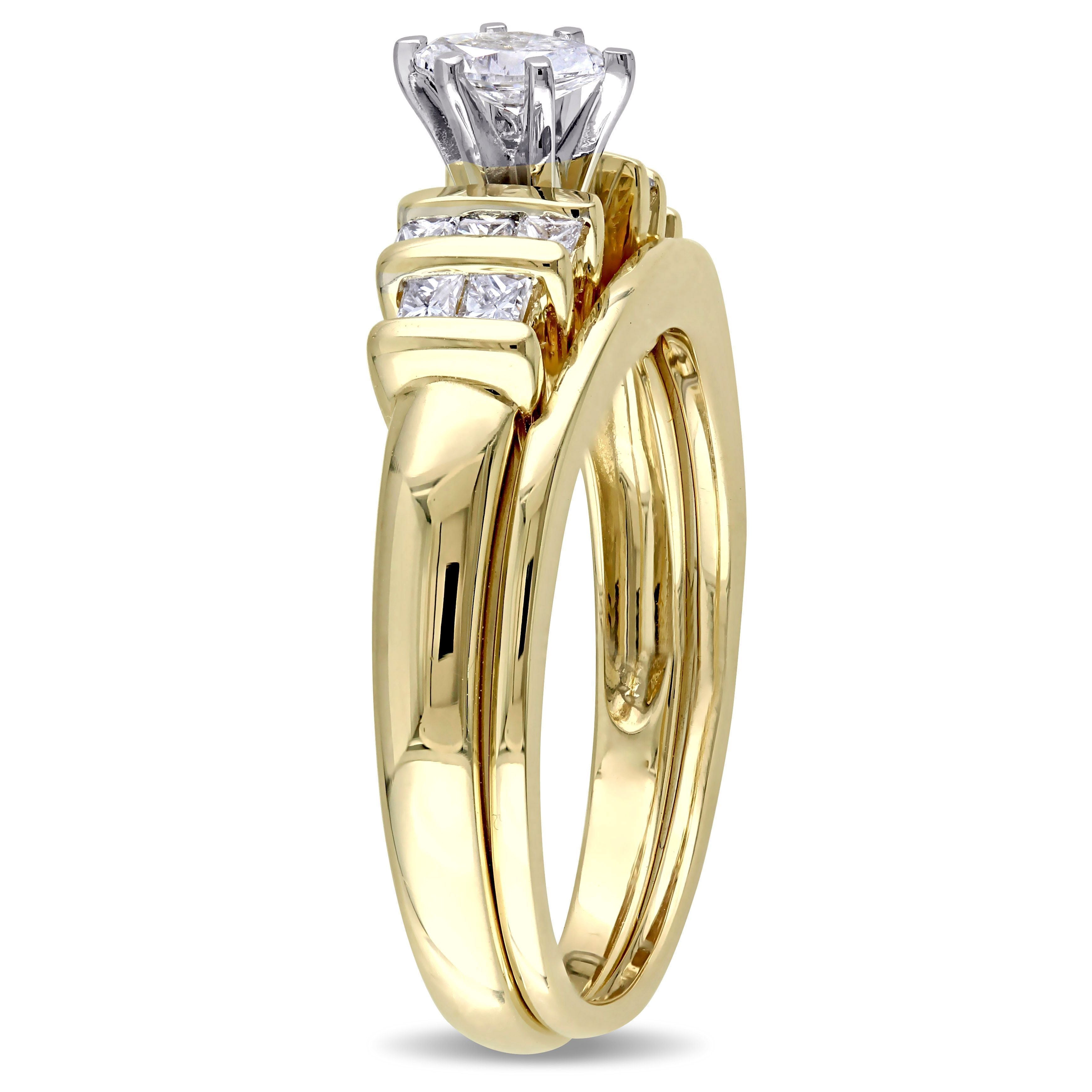  Studio Works 1/2 Carat T.W. Marquise and Princess-Cut Diamond 14kt Yellow Gold Vintage Bridal Set - White/Yellow - Bonton