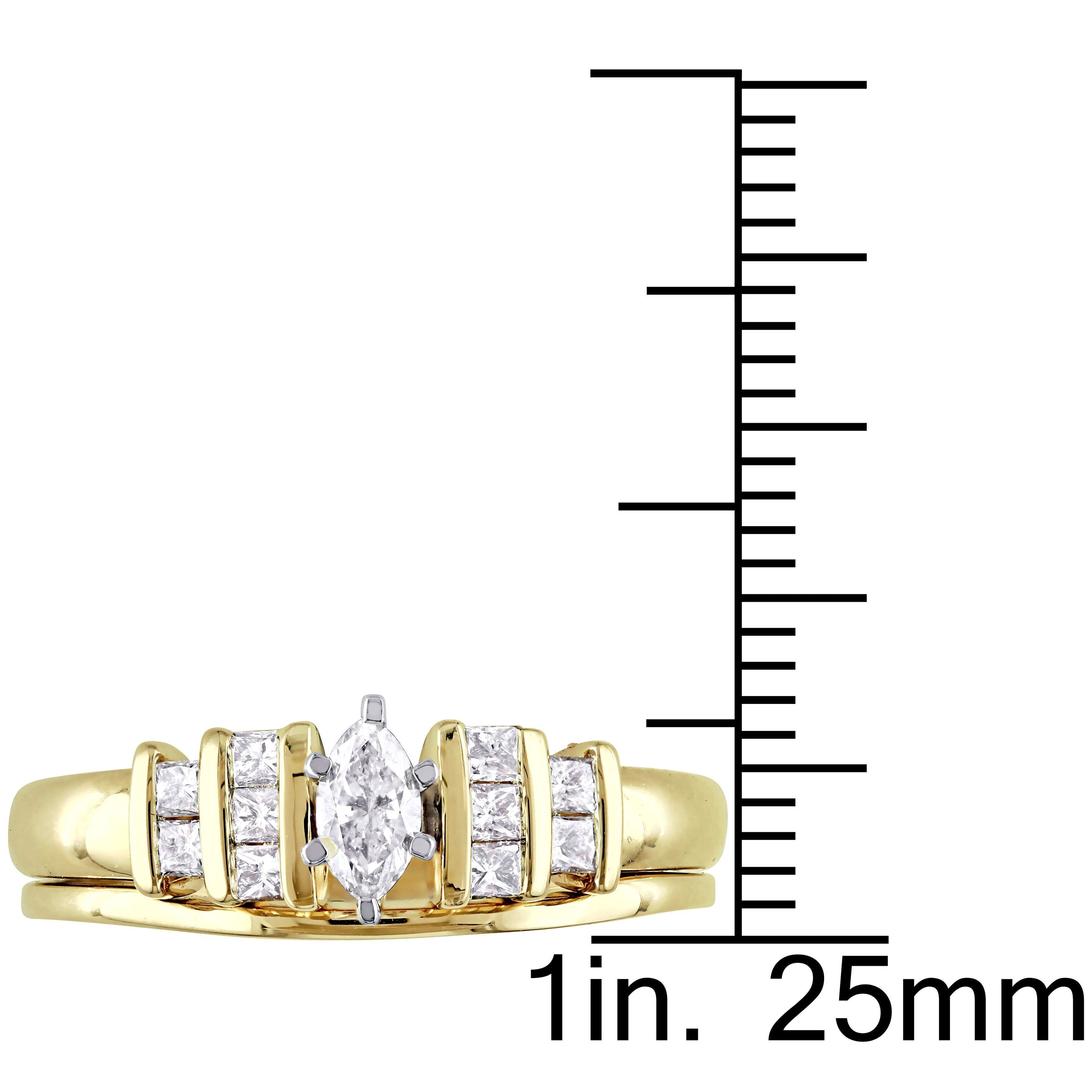  Studio Works 1/2 Carat T.W. Marquise and Princess-Cut Diamond 14kt Yellow Gold Vintage Bridal Set - White/Yellow - Bonton