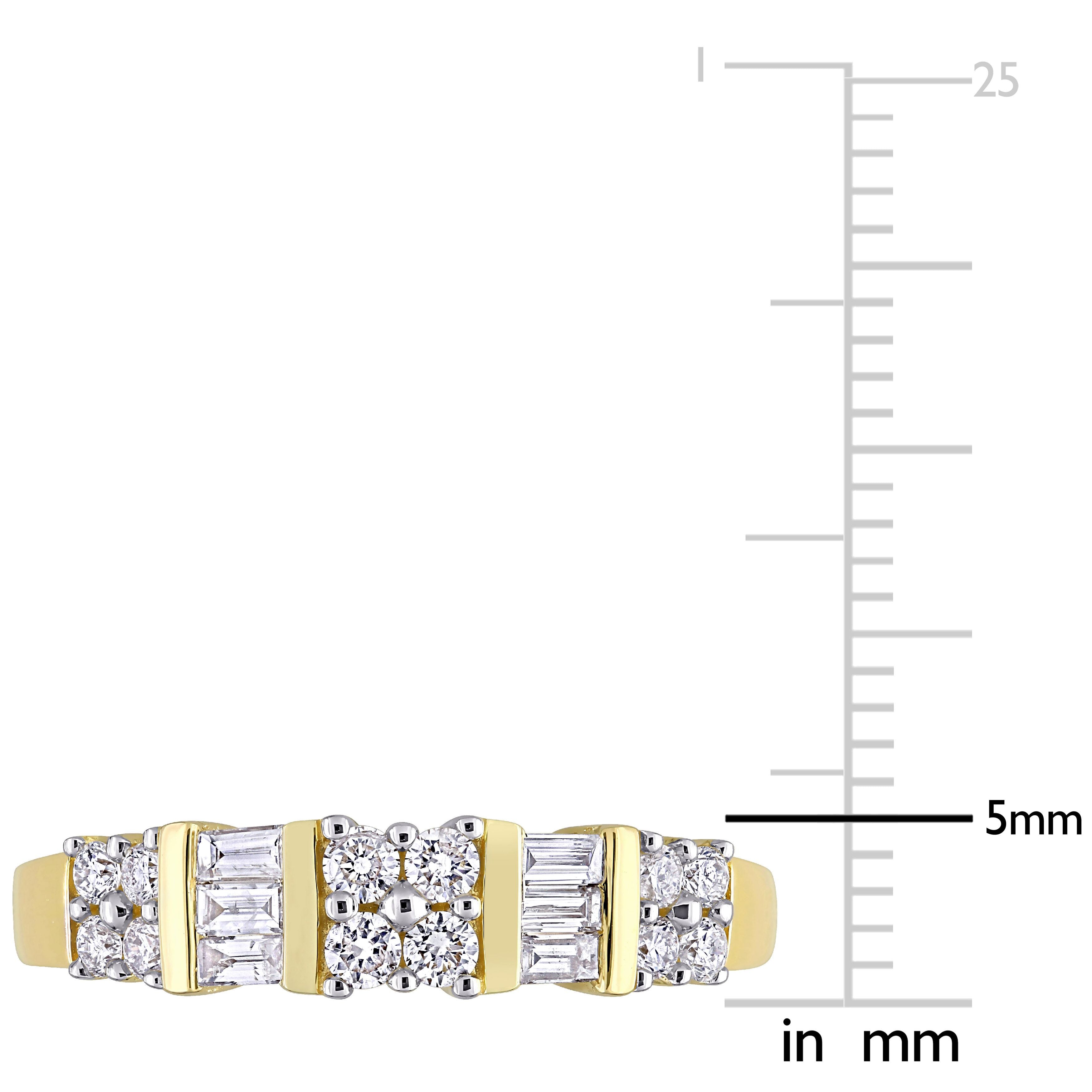  Studio Works 1/2 CT TW Parallel Baguette and Round Diamonds 14k Yellow Gold Ring - White/Yellow - Bonton