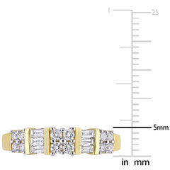 1/2 CT TW Parallel Baguette and Round Diamonds 14k Yellow Gold Ring